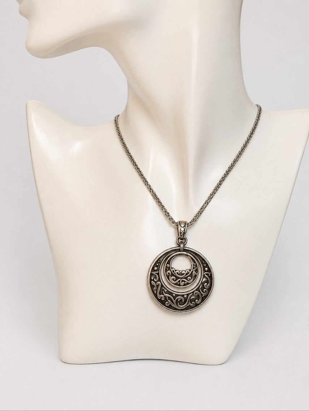 BRIGHTON Scroll Double Circle Pendant Chain Necklace